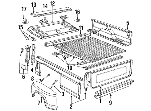1990 Ford F-150 Fender, Tail Gate, Front & Side Panels, Floor Diagram