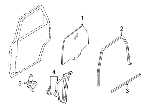 2006 Mercury Mariner Rear Door - Glass & Hardware Diagram