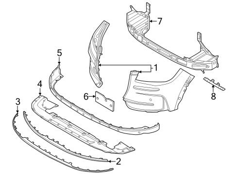 2023 Lincoln Corsair License Bracket, Front Diagram for PJ7Z-17A385-AA