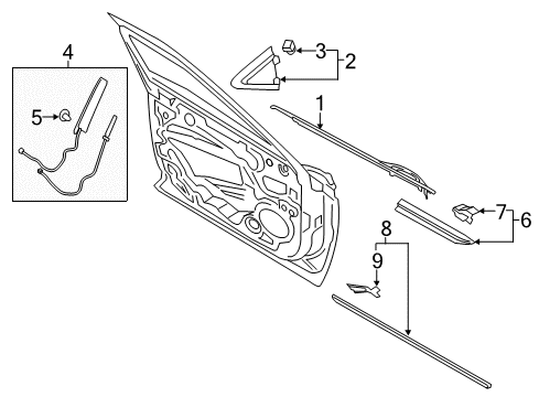 2019 Lincoln Continental Exterior Trim - Front Door Diagram