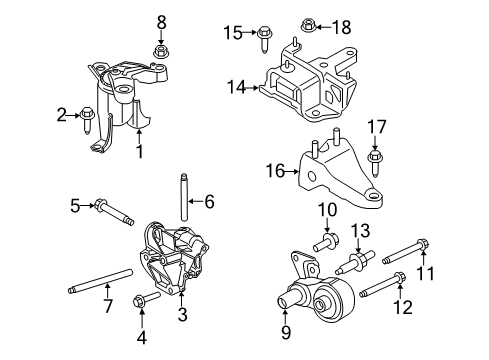 2019 Ford Fiesta Engine & Trans Mounting Diagram