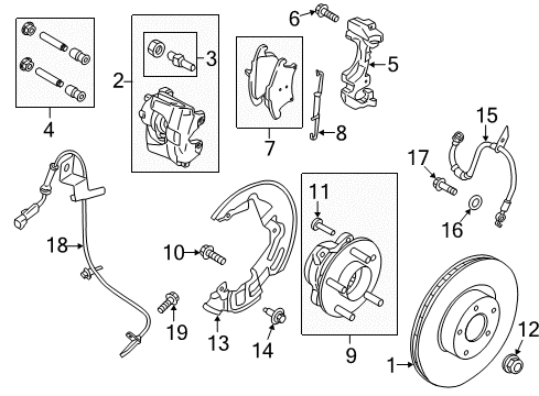 2019 Lincoln MKZ Caliper Assembly, Passenger Side Diagram for HP5Z-2B120-B