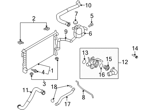 2009 Lincoln MKX Radiator & Components Diagram