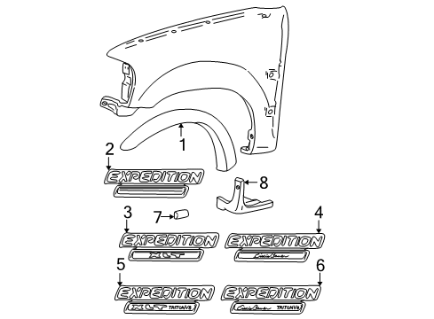 2000 Ford Expedition Exterior Trim - Fender Diagram