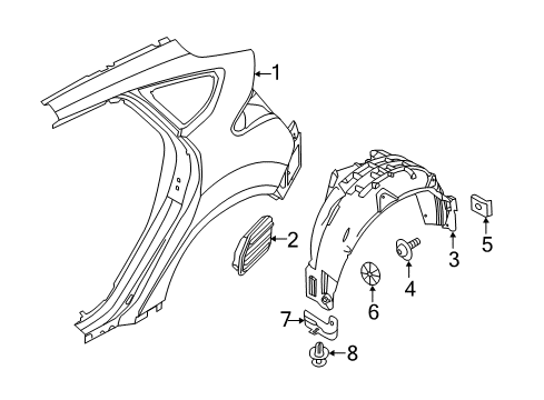 2014 Ford Focus Quarter Panel & Components Diagram 1 - Thumbnail