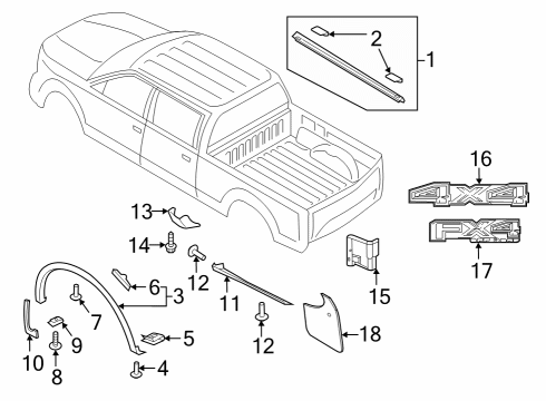 2018 Ford F-250 Super Duty Exterior Trim - Pick Up Box Diagram