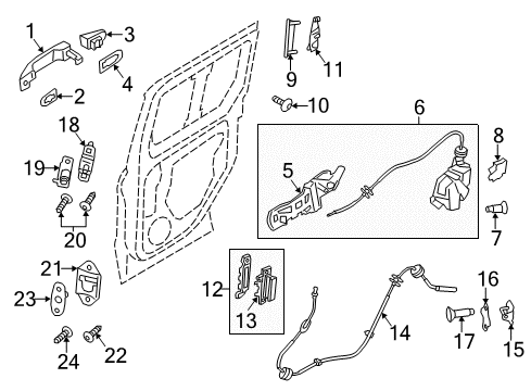 2014 Ford Transit Connect Side Loading Door - Lock & Hardware Diagram 2 - Thumbnail