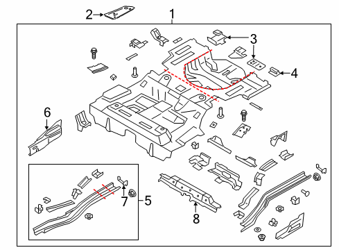 2013 Lincoln MKZ Rear Floor Pan Diagram for DG9Z-5411215-A
