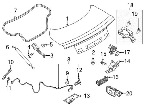 2016 Ford Mustang Release Handle, Rear Diagram for DA5Z-5446318-A