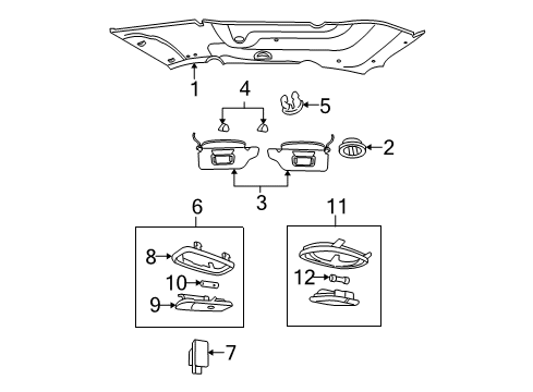 2004 Ford Freestar Sunvisor, Passenger Side Diagram for 3F2Z-1704104-AAB