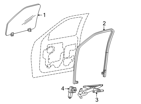 2005 Ford Expedition Front Door - Glass & Hardware Diagram
