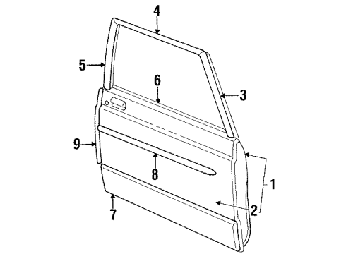 1986 Mercury Marquis Door & Components, Exterior Trim, Body Diagram 2 - Thumbnail