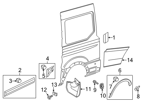 2021 Ford Transit-150 Front Molding, Black, Driver Side Diagram for KK3Z-6125533-AA