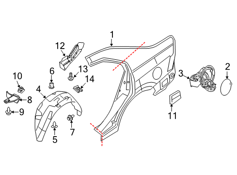 2011 Ford Fusion Quarter Panel & Components Diagram