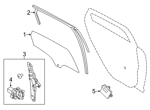 2015 Ford Focus Rear Door - Glass & Hardware Diagram
