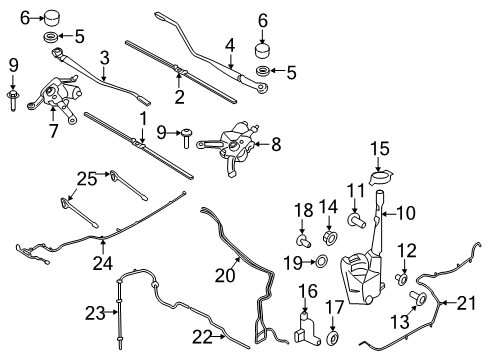 2022 Ford Edge Wiper & Washer Components Diagram