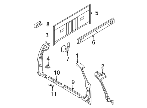 2010 Ford F-350 Super Duty Back Panel, Hinge Pillar, Rocker Panel Diagram 3 - Thumbnail