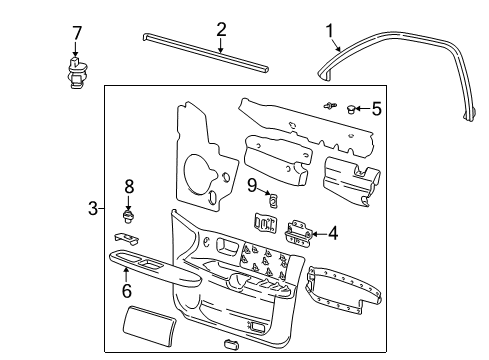 2000 Mercury Sable Interior Trim - Front Door Diagram
