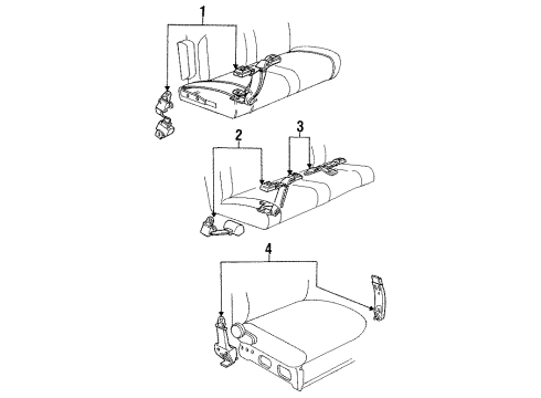 1988 Ford Aerostar Seat Belt Assembly, Passenger Side Diagram for E89Z12613B84D