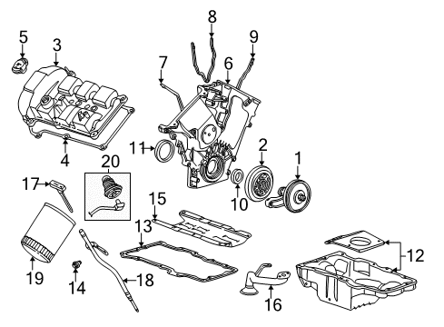 2001 Mercury Sable Engine Parts & Mounts, Timing, Lubrication System Diagram 1 - Thumbnail