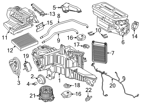 2021 Lincoln Navigator A/C Evaporator & Heater Components Diagram