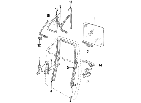 1989 Ford E-150 Econoline Door Glass & Hardware, Lock & Hardware Diagram