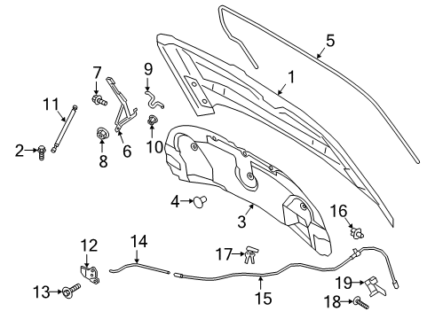 2023 Lincoln Aviator Hood, Front Diagram for LC5Z-16612-A