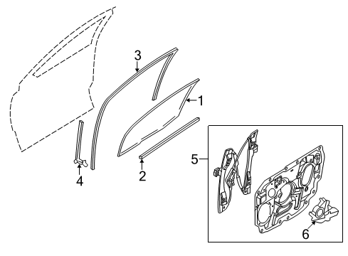 2009 Ford Taurus X Front Door - Glass & Hardware Diagram
