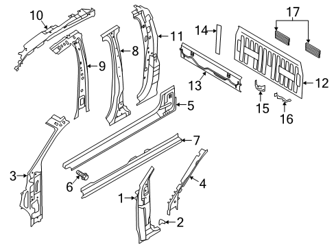 2020 Ford Ranger Hinge Pillar Diagram 1 - Thumbnail