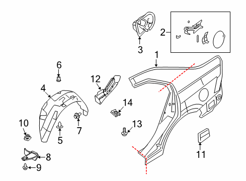 2012 Ford Fusion Quarter Panel & Components Diagram 1 - Thumbnail