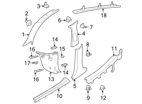 2000 Ford Focus Lower Center Pillar Trim Clip Diagram for -W703557-S407