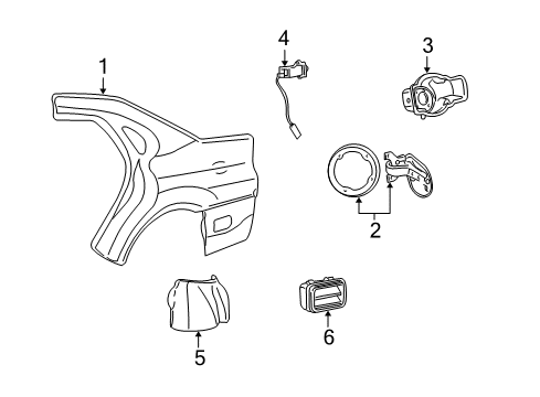 2003 Mercury Sable Quarter Panel & Components Diagram 1 - Thumbnail