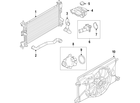 2018 Ford Focus Fan & Motor Diagram for CV6Z-8C607-R