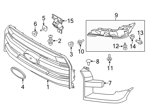 2017 Ford F-150 Grille & Components Diagram 4 - Thumbnail