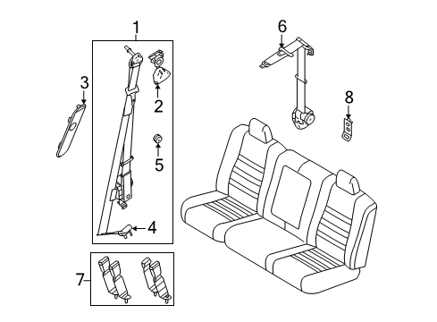 2009 Ford F-250 Super Duty Rear Seat Belts Diagram