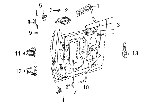 2005 Mercury Monterey Front Door - Lock & Hardware Diagram