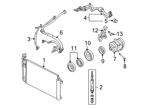 2008 Mercury Milan A/C Condenser, Compressor & Lines Diagram