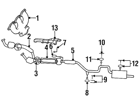 1993 Ford Taurus Exhaust Components, Exhaust Manifold Diagram 4 - Thumbnail