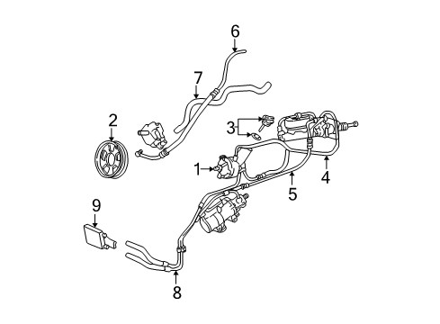 2001 Ford F-250 Super Duty Power Steering Pressure Hose Diagram for 1C3Z-3A717-AA