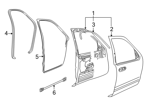 2003 Lincoln Aviator Front Door, Body Diagram