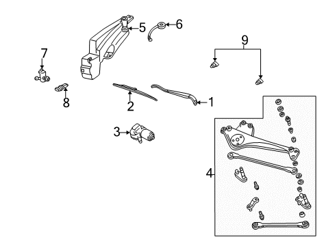 2003 Ford Taurus Windshield - Wiper & Washer Components Diagram