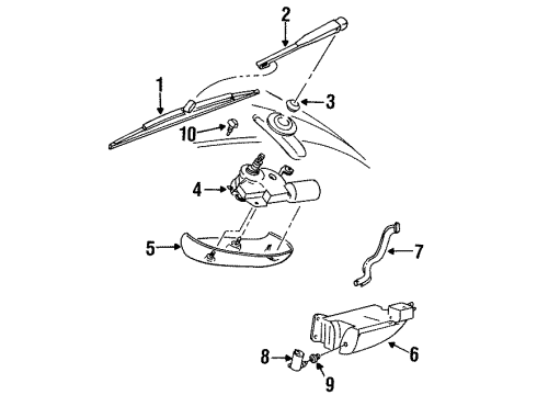 1998 Ford Taurus Lift Gate - Wiper & Washer Components Diagram
