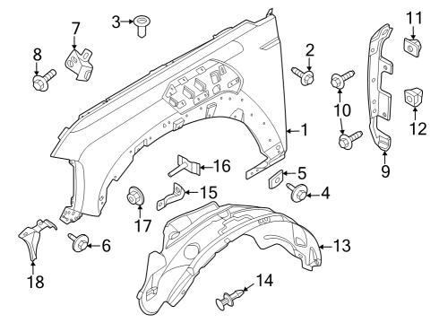 2022 Ford Bronco Fender, Front Diagram for N2DZ-16005-C
