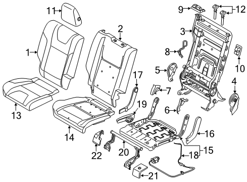 2019 Ford Escape Headrest, Rear Passenger Side Diagram for GJ5Z-78611A08-CC