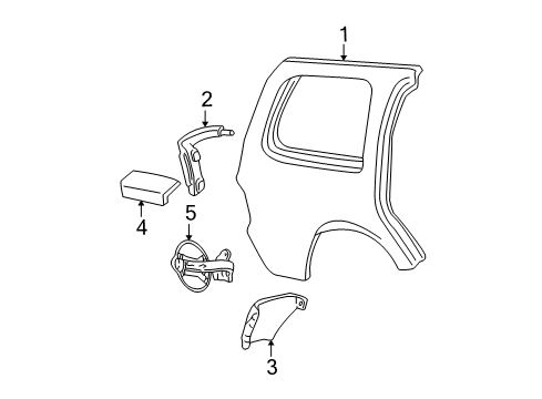 2000 Ford Expedition Quarter Panel & Components Diagram
