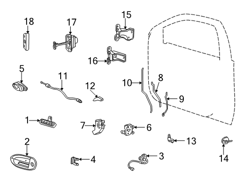 2003 Ford Taurus Front Door - Lock & Hardware Diagram
