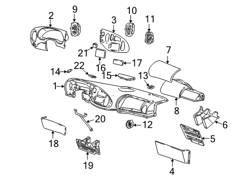 2001 Ford E-150 Econoline Club Wagon Instrument Panel Diagram