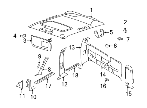 2009 Ford F-250 Super Duty Interior Trim - Cab Diagram