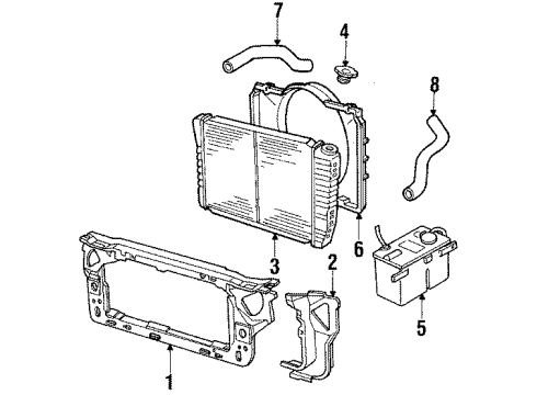 1986 Mercury Cougar Radiator & Components Diagram