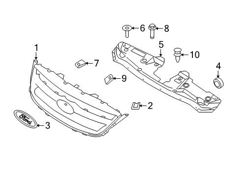 2011 Ford Taurus Grille & Components Diagram